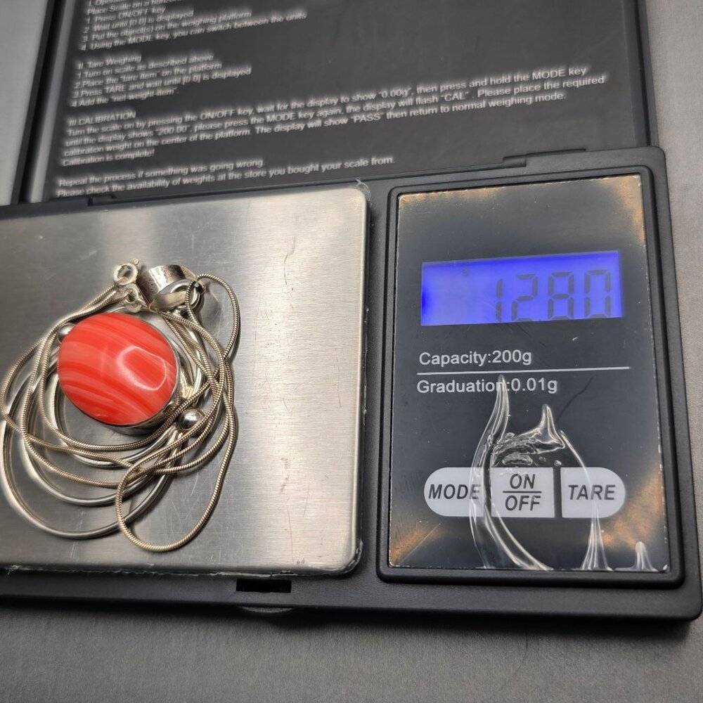 VTG 950 Silver Spiny Oyster Pendant Necklace 17" Mexico Modernist Design 12.8g - Picture 7 of 11